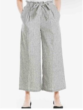 Max Studio Black & White Pinstriped High-Waist Wide-Leg Pants (SKU706)